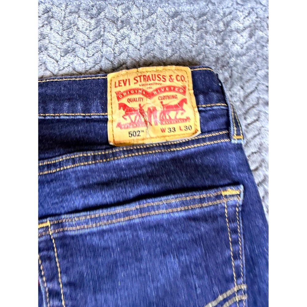 Levis 502 Jeans Mens 33x30 Blue Denim Low Rise Straight Leg 29507-0030 - Picture 9 of 10